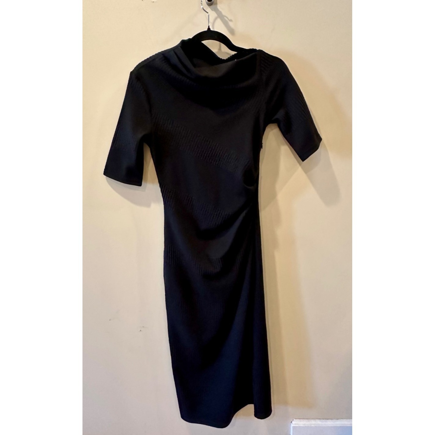 Acler Parkfield Faux Wrap Sheath Dress Black Us Sz 4 Ribbed Zipper Designer Lux